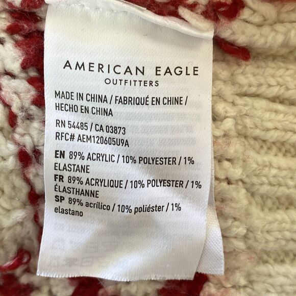 American Eagle Fair Isle Snowflake Vintage Sweater Red Holiday Winter Christmas - Picture 14 of 14